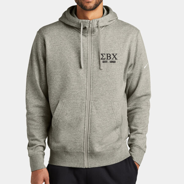 Sigma Beta Chi NIKE Club Fleece Sleeve Swoosh Full Zip Hoodie Thumbnail