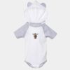 Fine Jersey Infant Short Sleeve Raglan Bodysuit with Hood & Ears Thumbnail